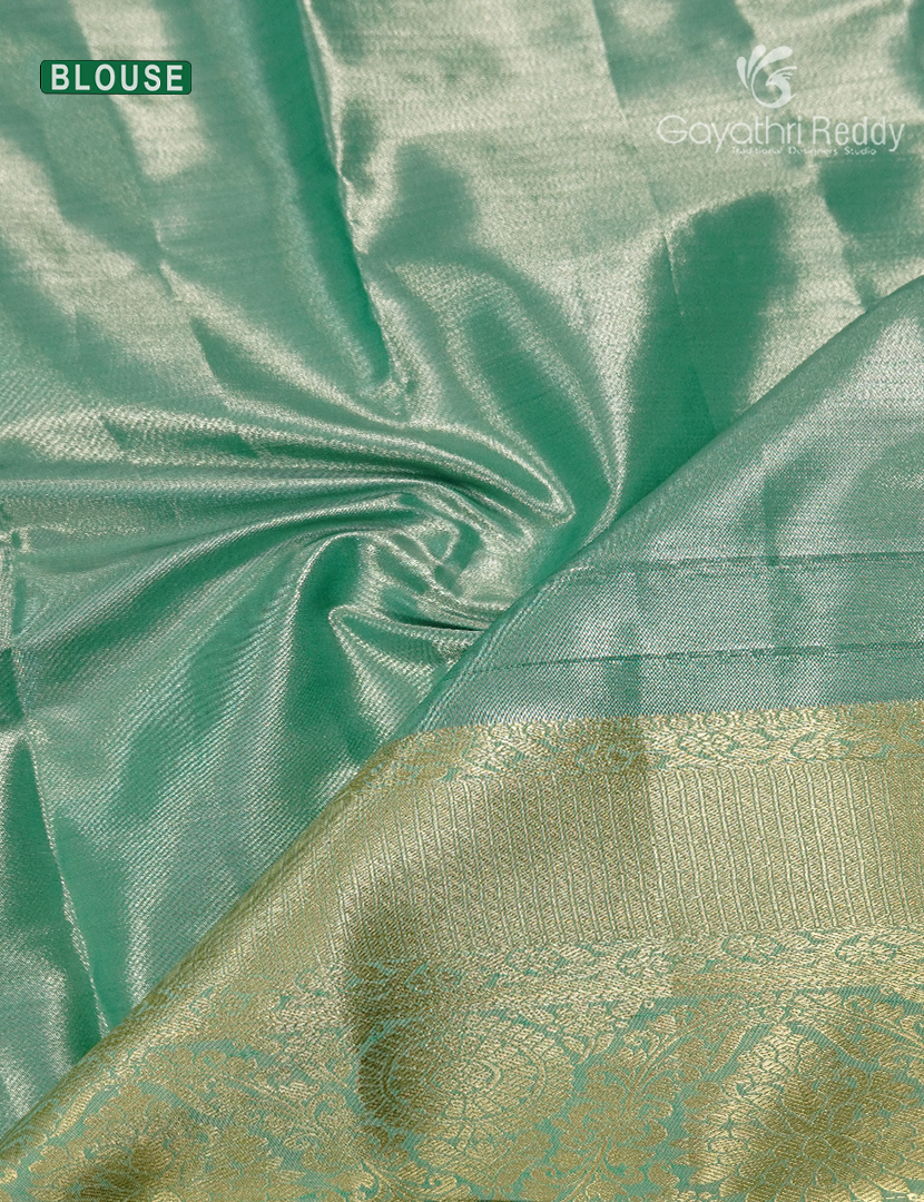 Semi Kanchipuram Silk Saree in Mint Green