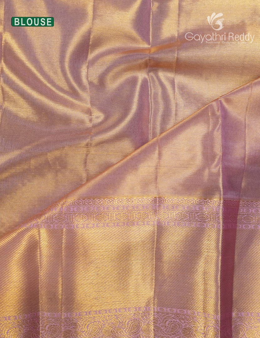 Pure Kanchipuram Silk Bridal Saree in Antique Gold and Powder Pink