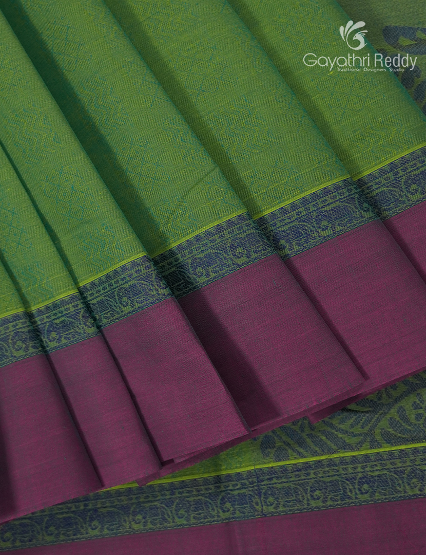 Pure Kanchi Cotton Saree in Sea Green