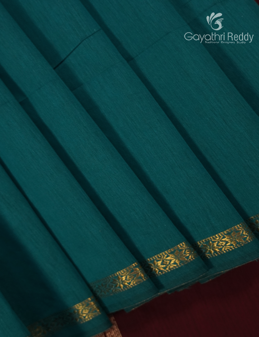 Sico Saree in Teal Blue and Maroon Red