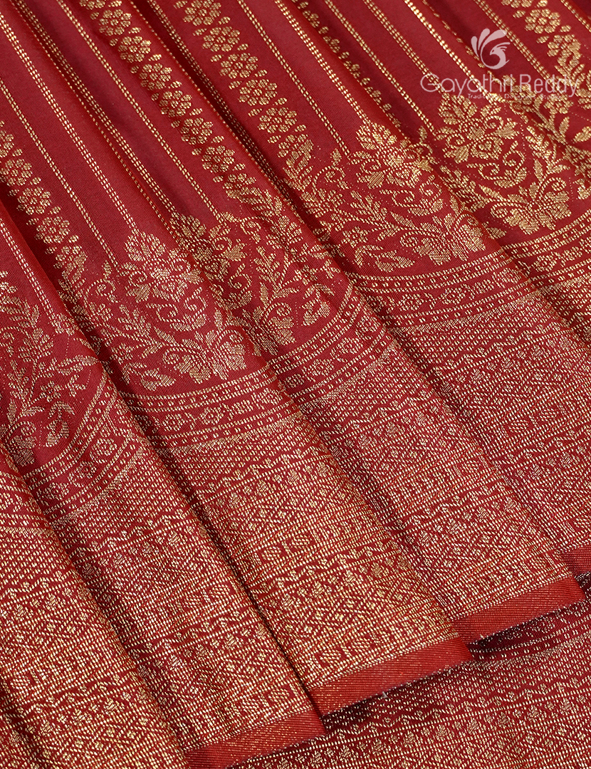 Semi Kanchipuram Silk Saree in Maroon Red