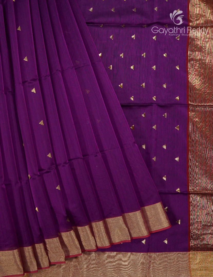 Pure Chanderi Sico Saree in Deep Purple