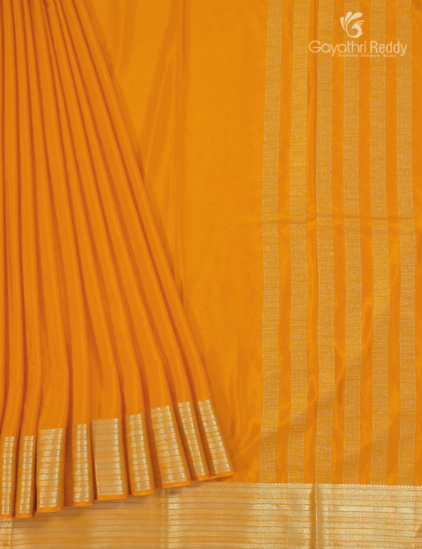 Semi Mysore Crepe Saree in Yellow