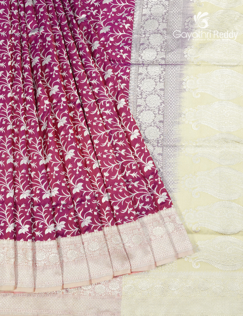 Pure Banaras Katan Silk Saree in Magenta