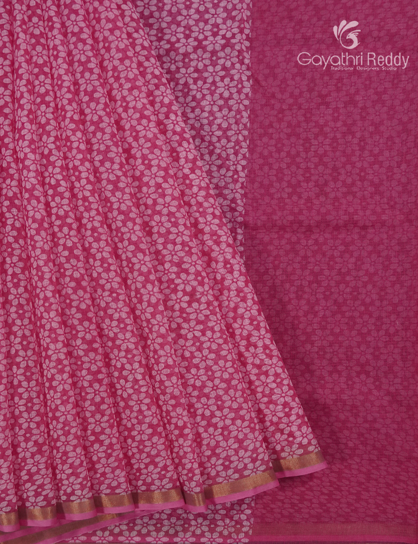Premium Quality Cotton Kota Saree in Rani Pink