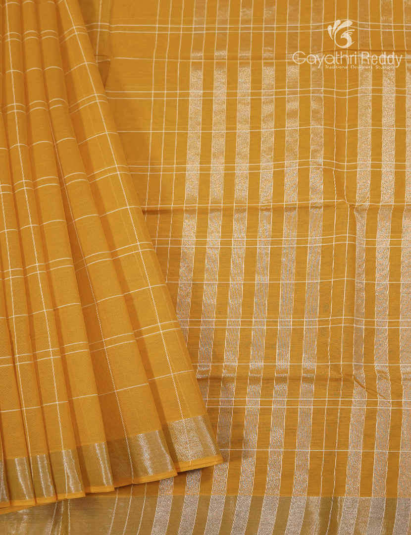 Pure Kanchi Cotton Saree in Yellow