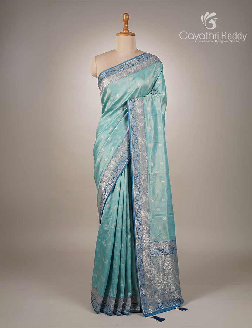 Semi Kanchipuram Silk Fancy Saree in Sea Blue and Indigo Blue