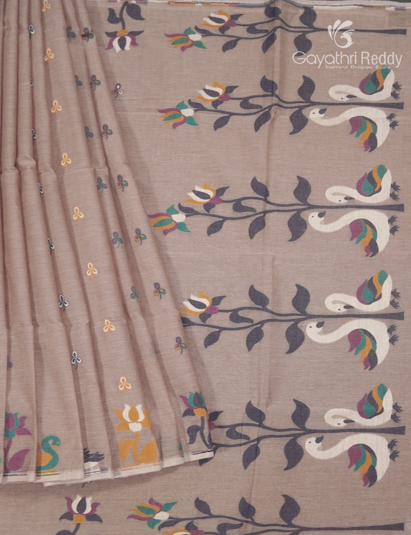 Jamdani Cotton Saree in Beige