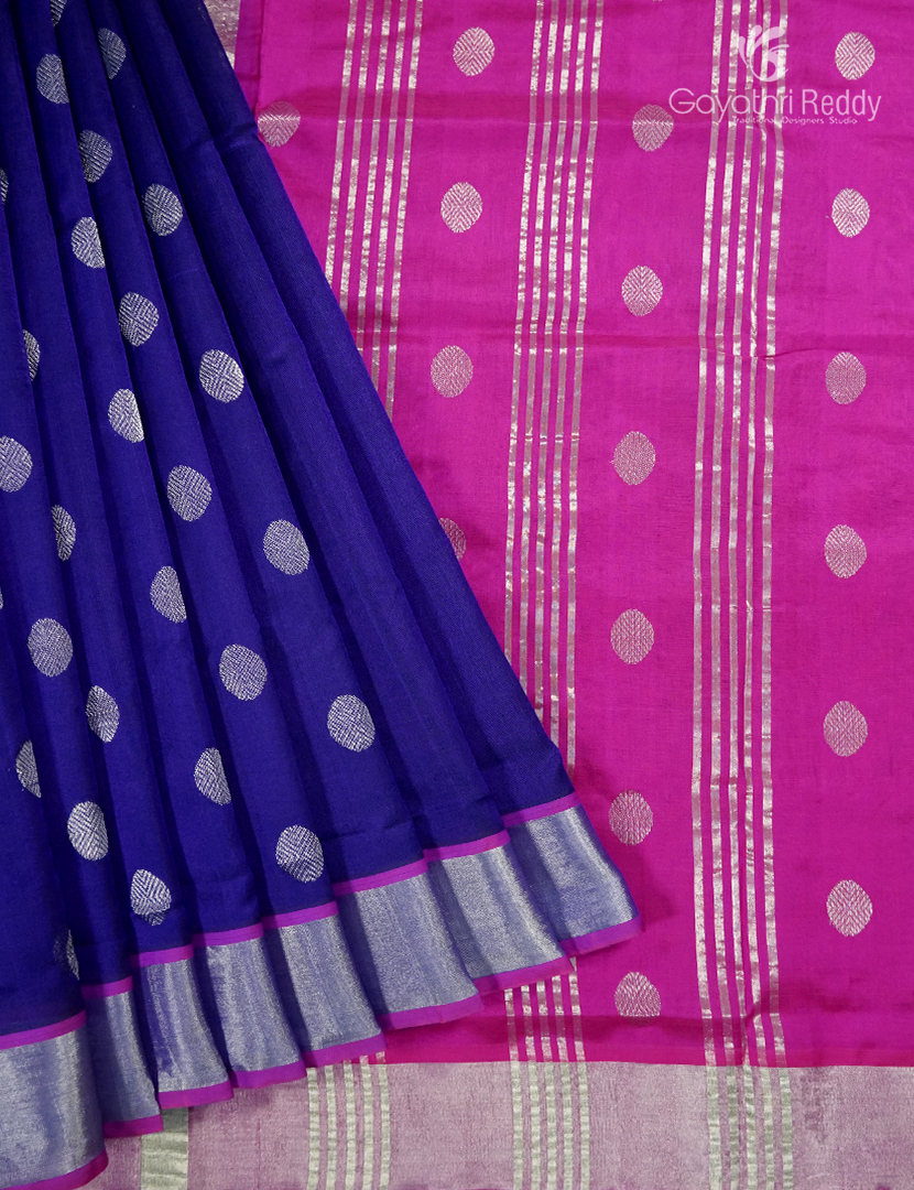 Pure Arani Sico Saree in Royal Blue and Pink