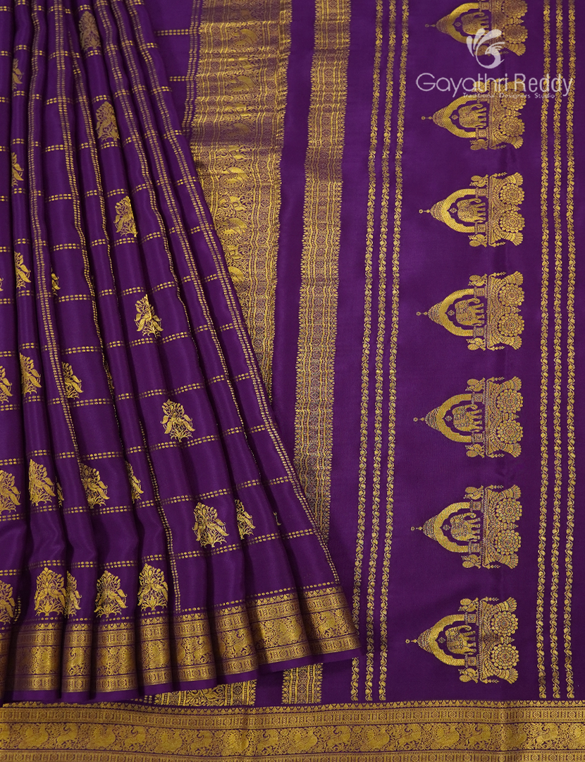 Pure Mysore Silk Saree in Deep Violet