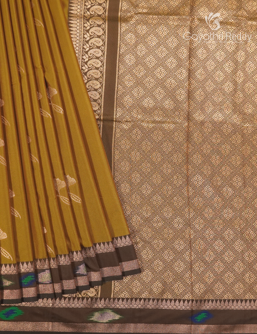 Semi Kanchipuram Art Silk Saree in Mustard