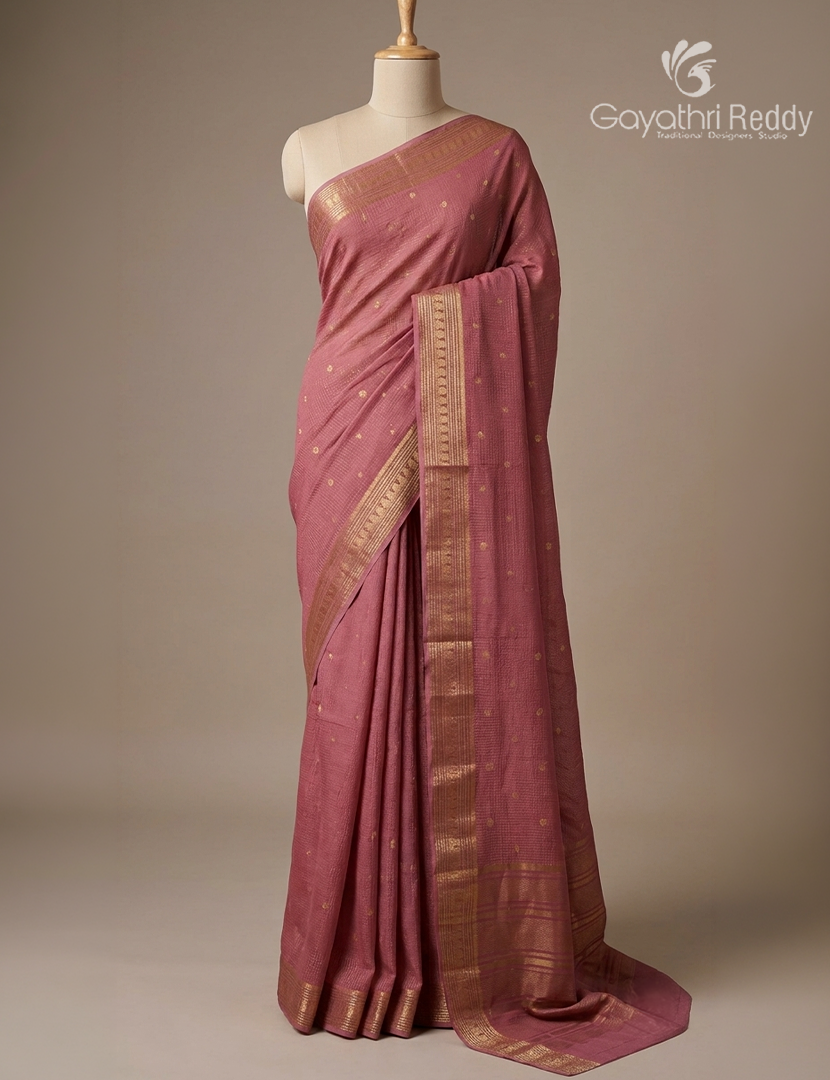 Semi Mysore Crepe Saree in Onion Pink