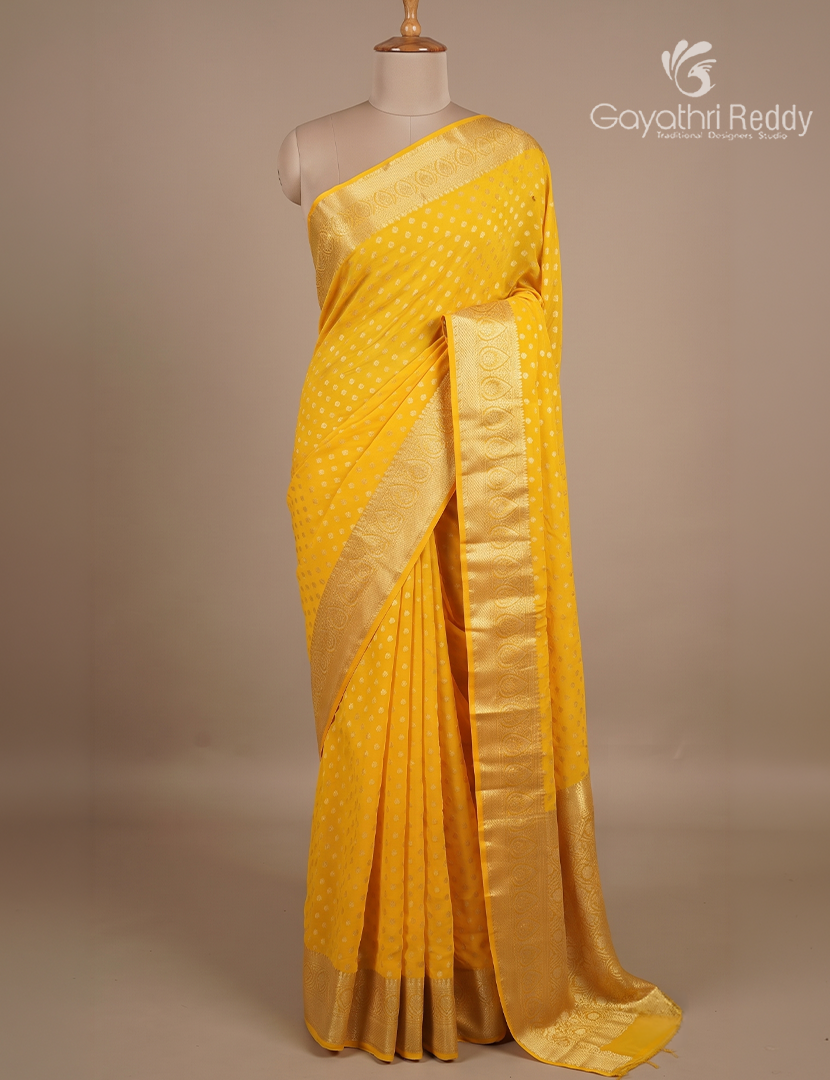 Banaras Georgette Saree in Sunshine Yellow