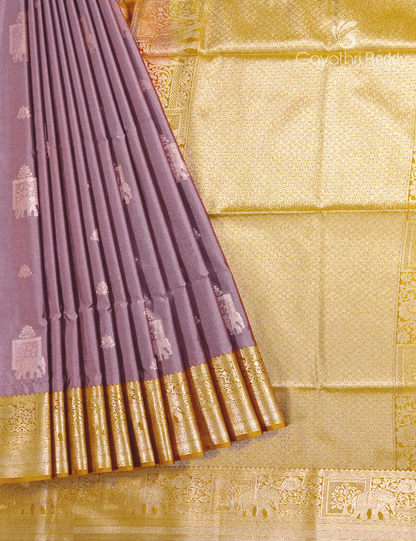 Soft Silk Saree in Mauve Pink and Mustard