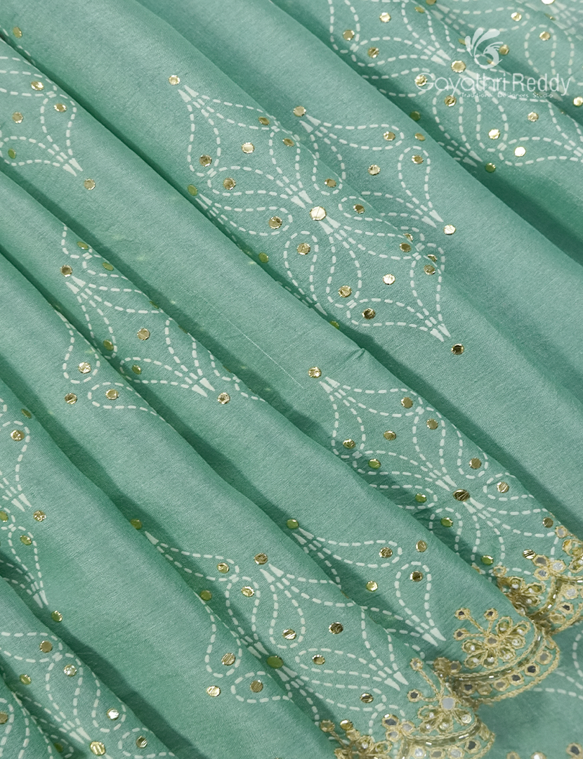 Pure Desi Tussar Fancy Saree in Mint Green