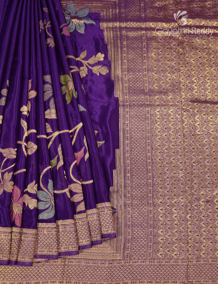 Pure Satin Silk Saree in Purple