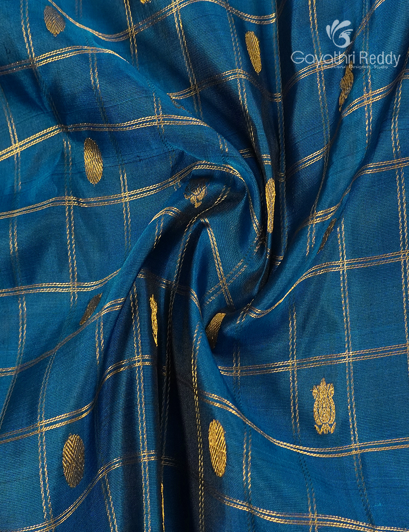 Pure Gadwal Silk Saree in Deep Peacock Blue and Maroon