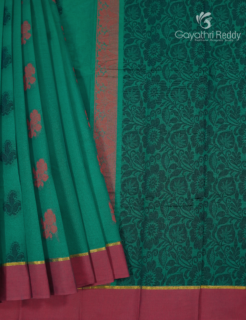 Pure Kanchi Cotton Saree in Rama Blue