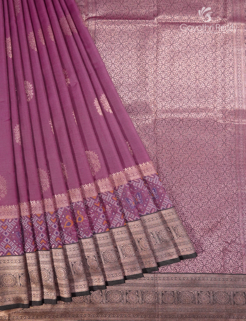 Semi Kanchipuram Art Silk Saree in Deep Onion Pink