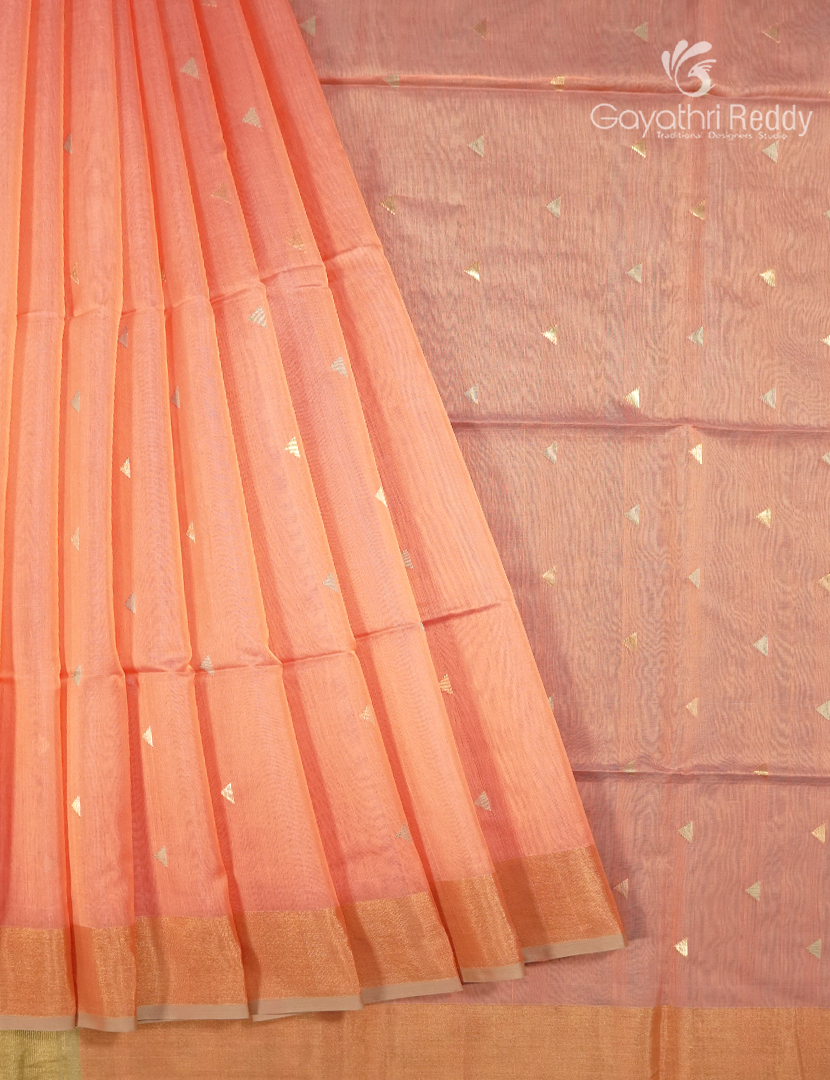 Pure Chanderi Sico Saree in Peach