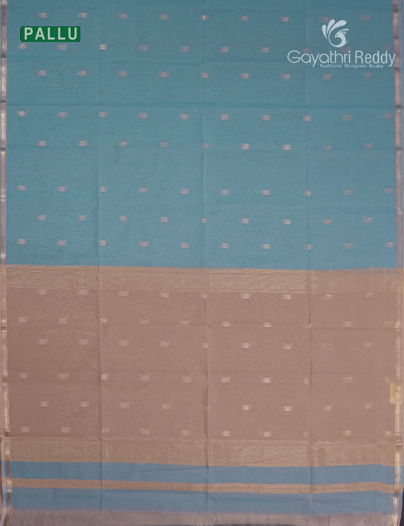 Kanchipuram Sico Saree in Sky Blue and Ligh Chikoo