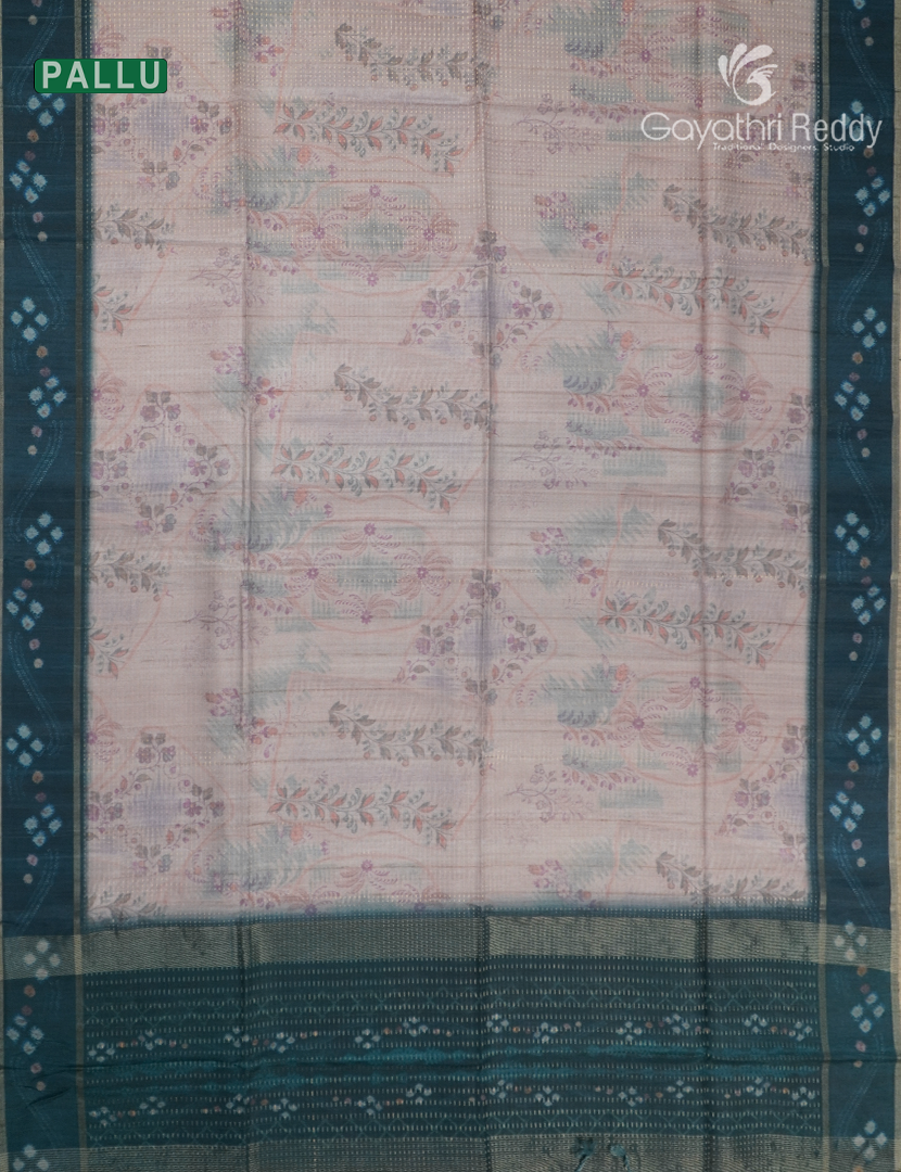 Semi Tussar Saree in Onion Pink and Deep Rama Green