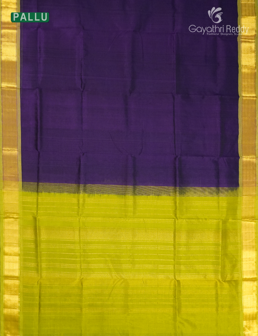 Pure Arani Sico Saree in Deep Violet and Lime Green