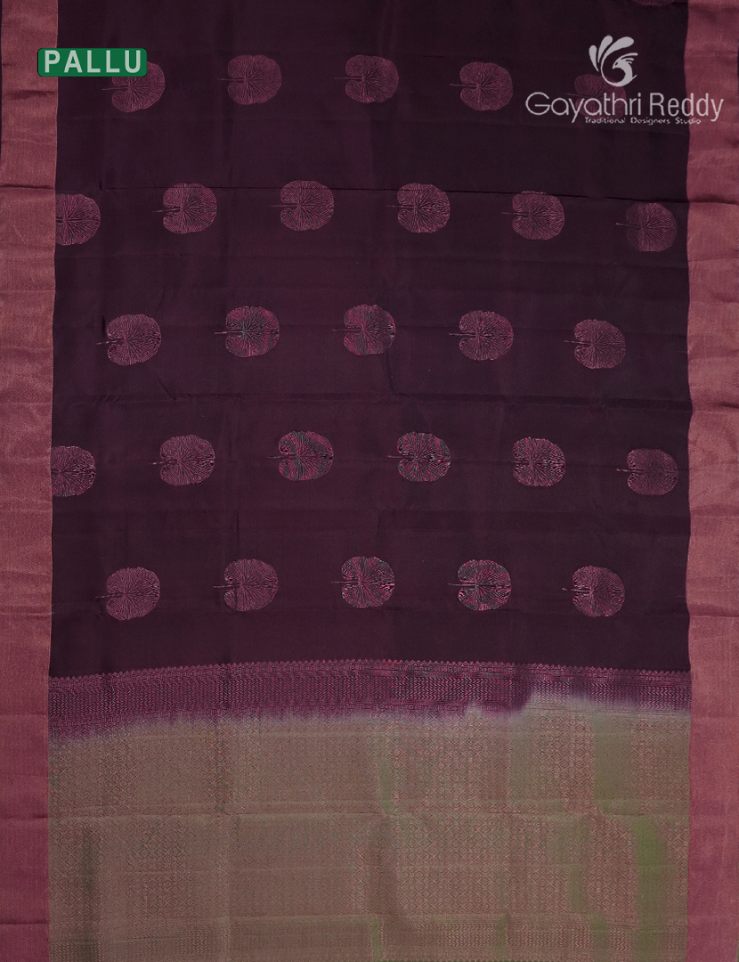 Pure Kanchipuram Silk Saree in Burgundy ( Small Borders )