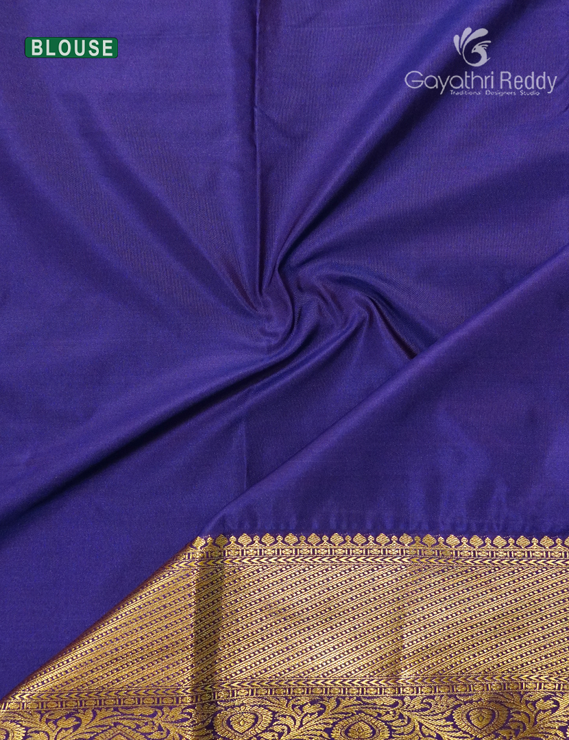 Semi Kanchipuram Silk Saree in Sea Green and Deep Blue