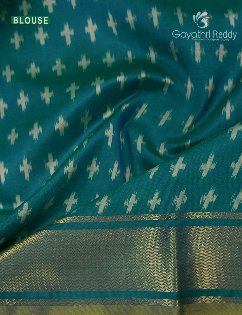 Pure Ikat Silk Saree in Sea Green