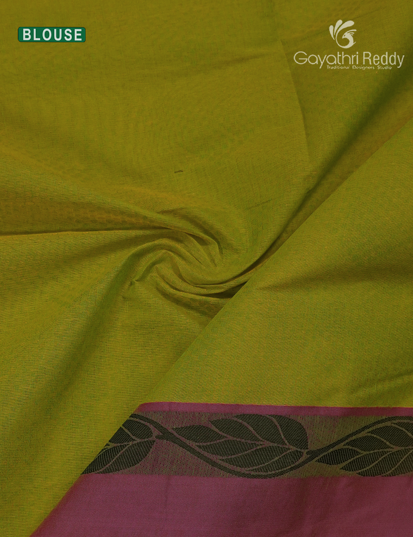 Pure Kanchi Cotton Saree in Leaf Green