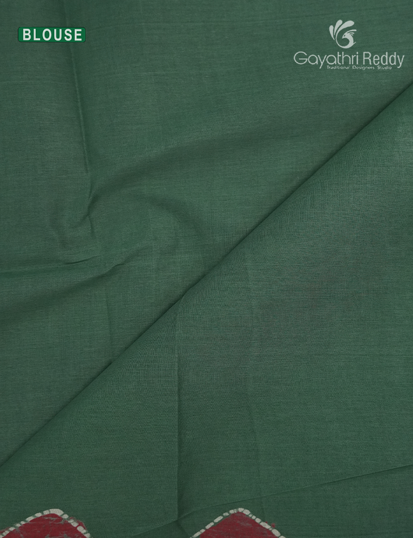 Cotton Batik Print Saree in Pista Green