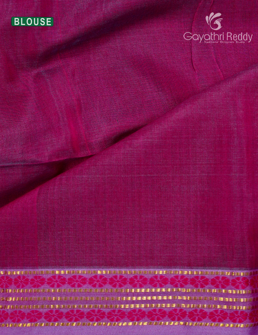 Pure Chanderi Sico Saree in Lavender and Rani Pink