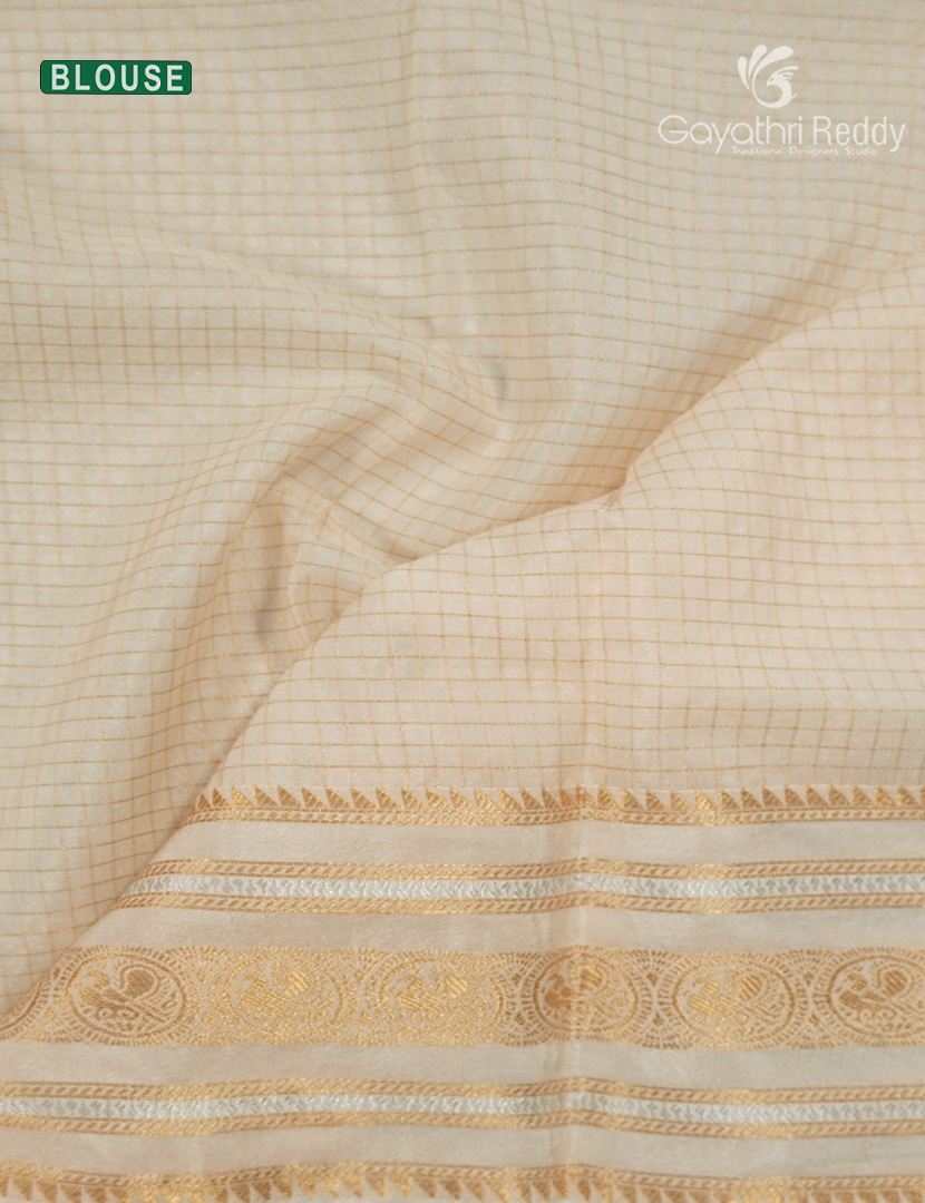 Semi Mysore Crepe Saree in Deep Red and Cream