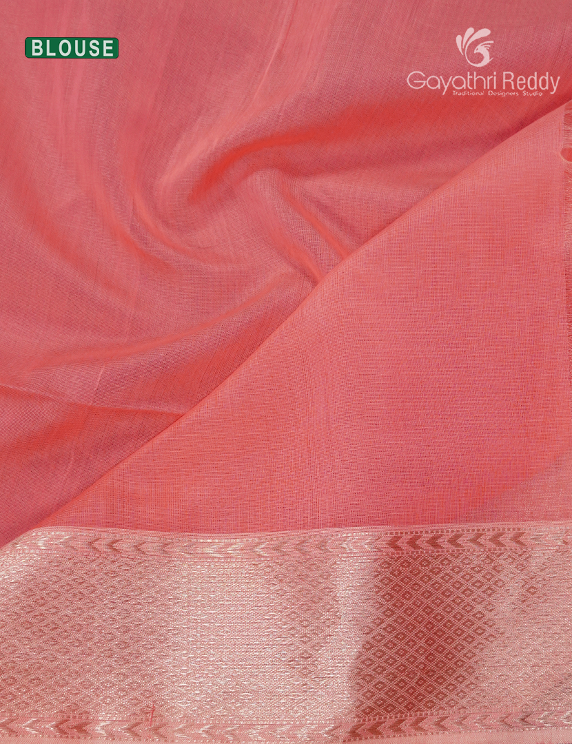 Pure Chanderi Sico Saree in Pastel Peach