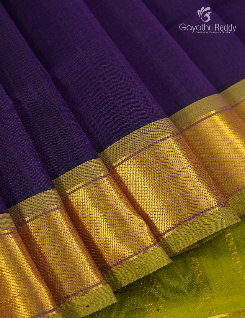 Pure Arani Sico Saree in Deep Violet and Lime Green
