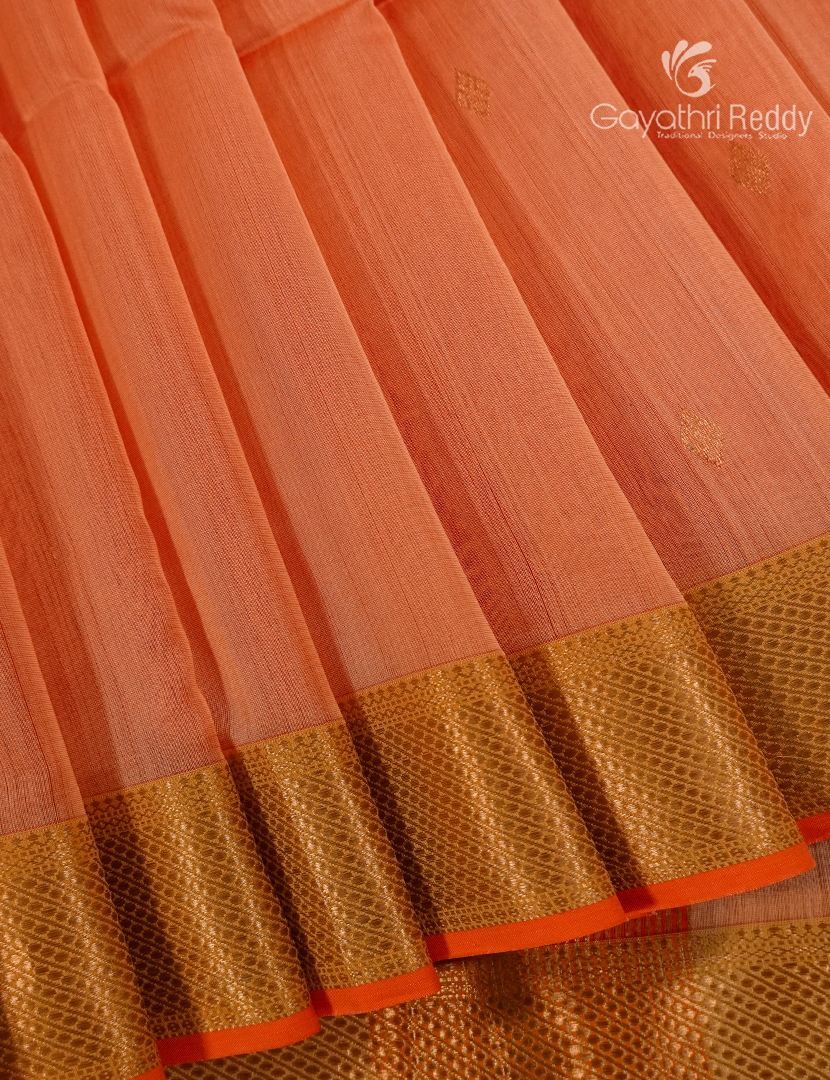 Pure Chanderi Sico Saree in Orange