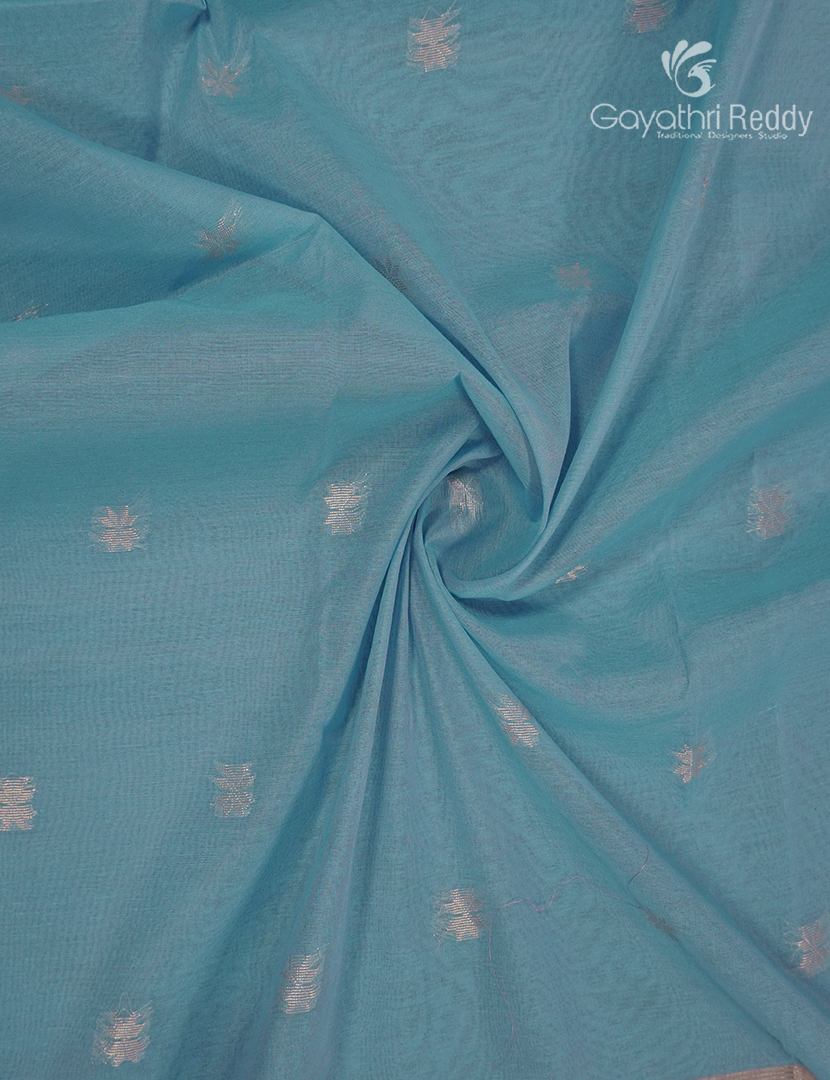 Kanchipuram Sico Saree in Sky Blue and Ligh Chikoo