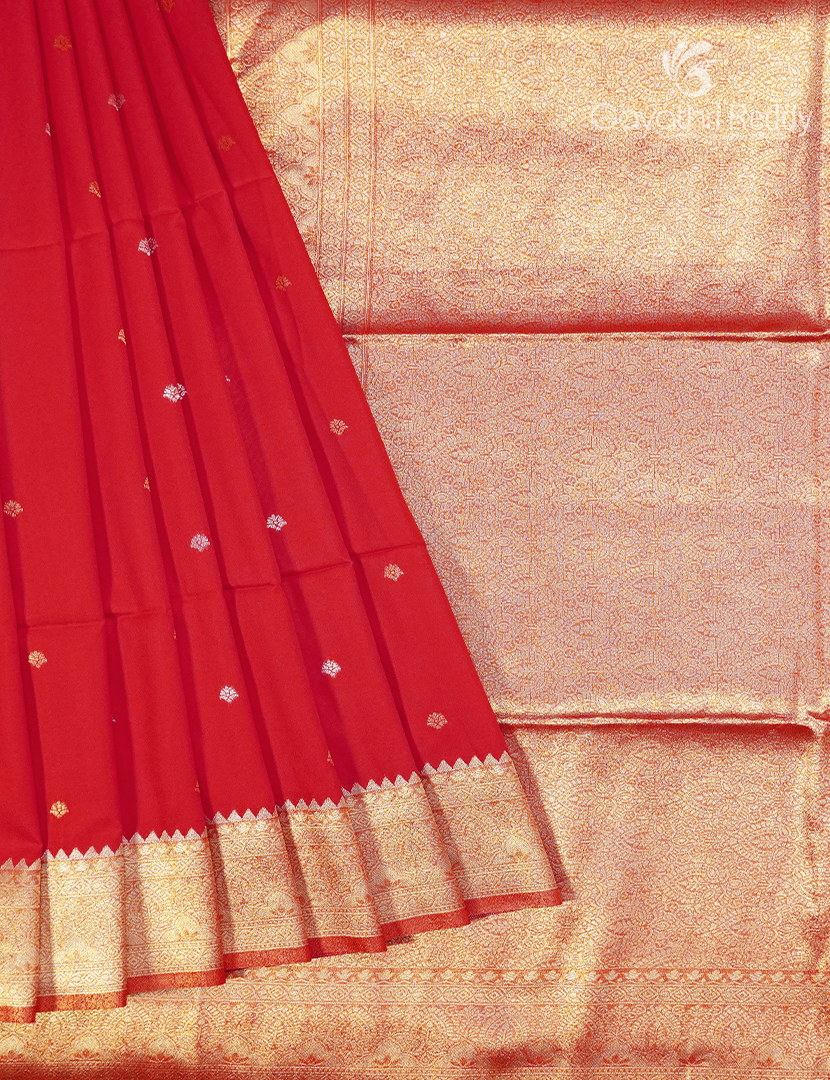 Semi Kanchipuram Art Silk Saree in Bridal Red