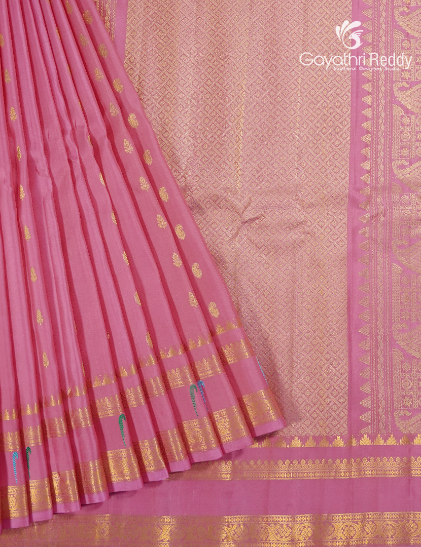 Pure Gadwal Silk Saree in Baby Pink