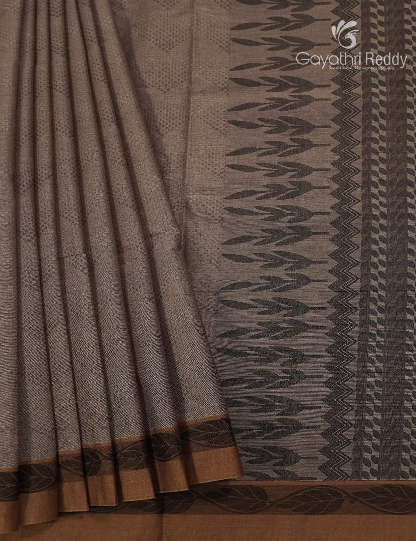 Pure Kanchi Cotton Saree in Dusty Grey