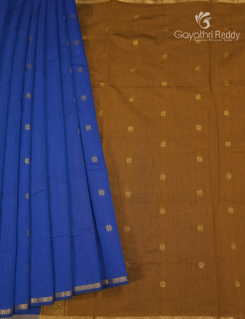 Sico Saree in Persian Blue and Mustard