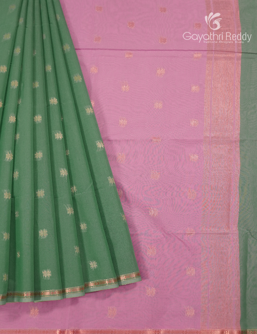 Kanchipuram Sico Saree in Sea Green and Baby Pink