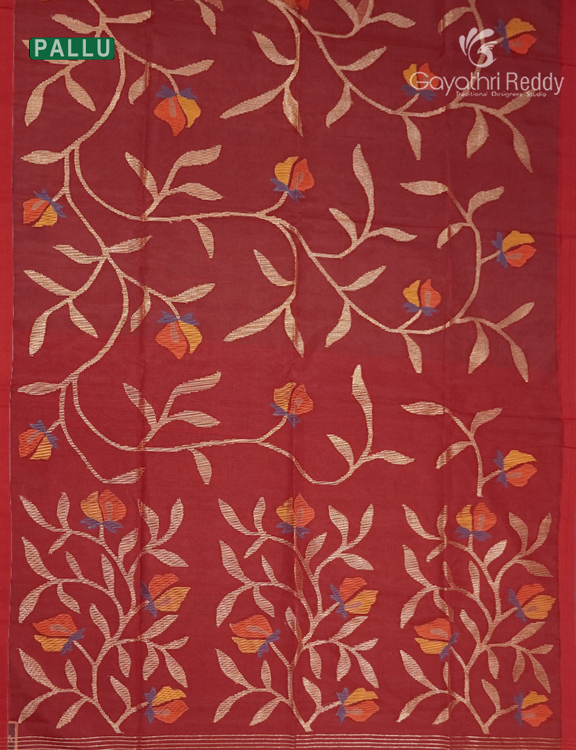 Pure Jamdani Kora Saree in Bridal Red