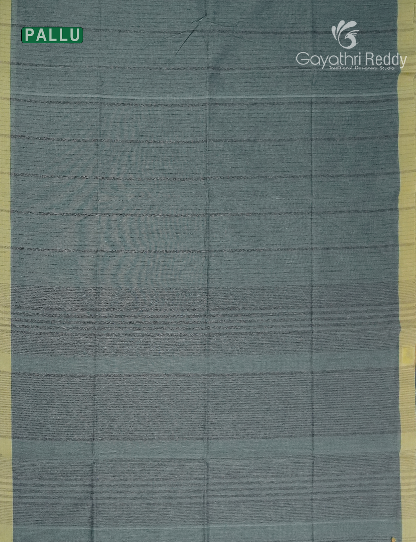 Pure Handloom Cotton Saree in Denim Grey