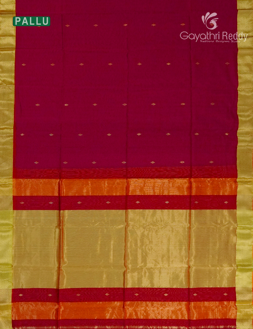 Pure Chanderi Sico Saree in Maroon Red