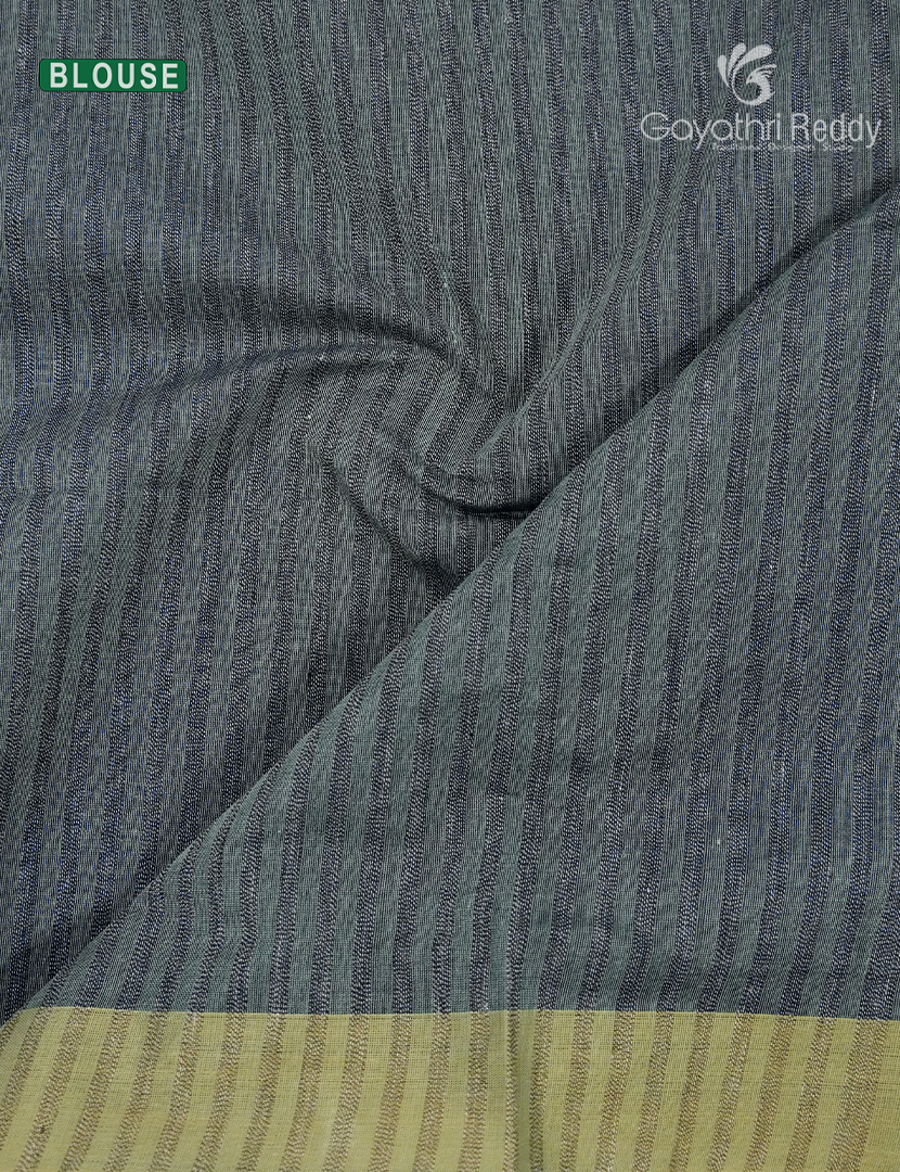 Pure Handloom Cotton Saree in Denim Grey