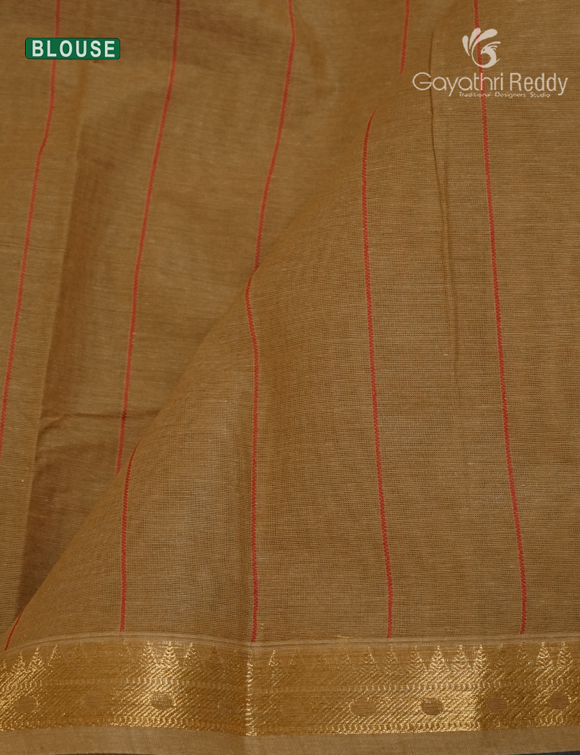 Pure Kanchi Cotton Saree in Deep Beige
