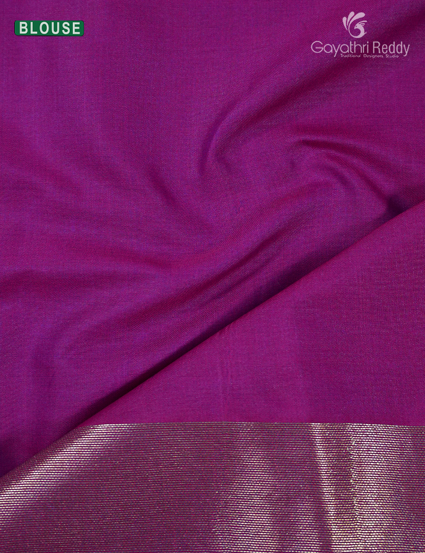 Semi Kanchipuran Silk Saree in Deep Rama Blue and Magenta