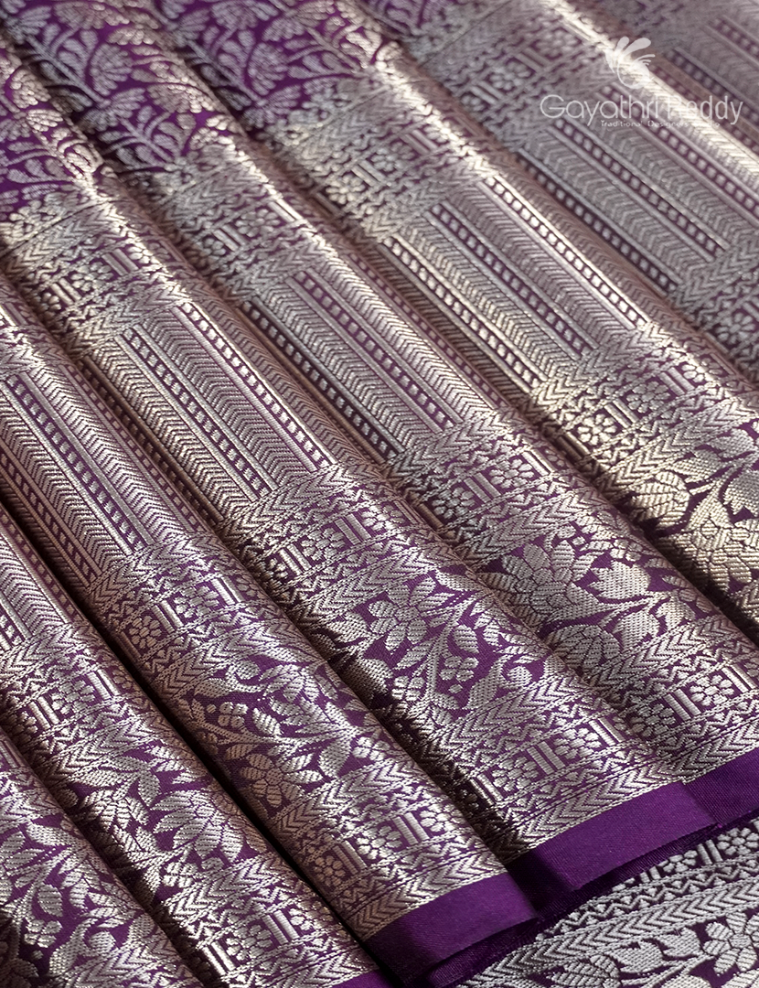Semi Kanchipuram Silk Saree in Deep Purple